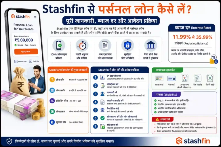 Stashfin से पर्सनल लोन कैसे लें? पूरी जानकारी, ब्याज दर और आवेदन प्रक्रिया