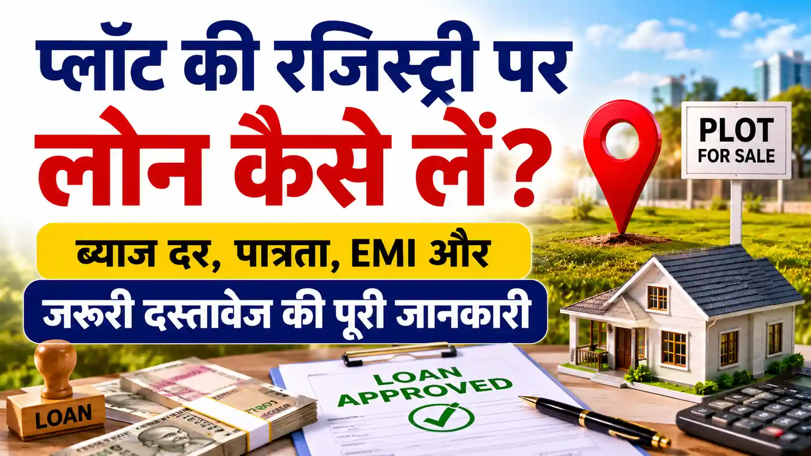 Read more about the article प्लॉट की रजिस्ट्री पर लोन कैसे लें? ब्याज दर, पात्रता, EMI और जरूरी दस्तावेज की पूरी जानकारी