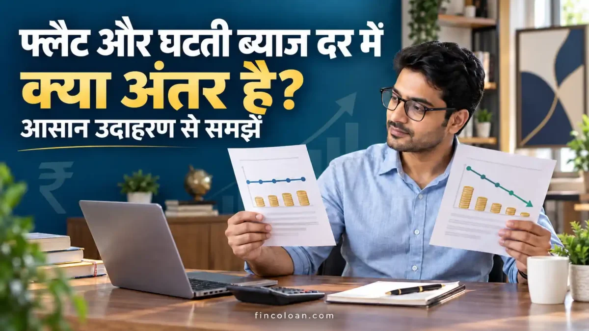 फ्लैट और घटती ब्याज दर वाले लोन की तुलना करता व्यक्ति