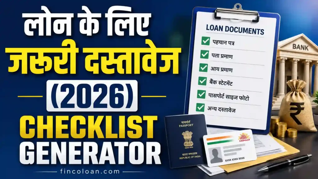 लोन के लिए जरूरी दस्तावेज (2026): Checklist Generator | Fincoloan 1 लोन के लिए जरूरी दस्तावेज (2026): Checklist Generator | Fincoloan