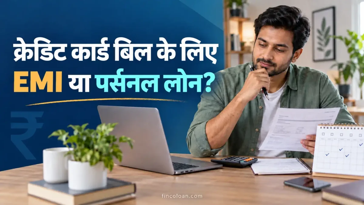 क्रेडिट कार्ड बिल के लिए EMI या पर्सनल लोन चुनते हुए व्यक्ति