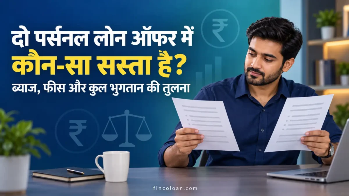 दो पर्सनल लोन ऑफर की ब्याज, फीस और कुल भुगतान के आधार पर तुलना करता व्यक्ति