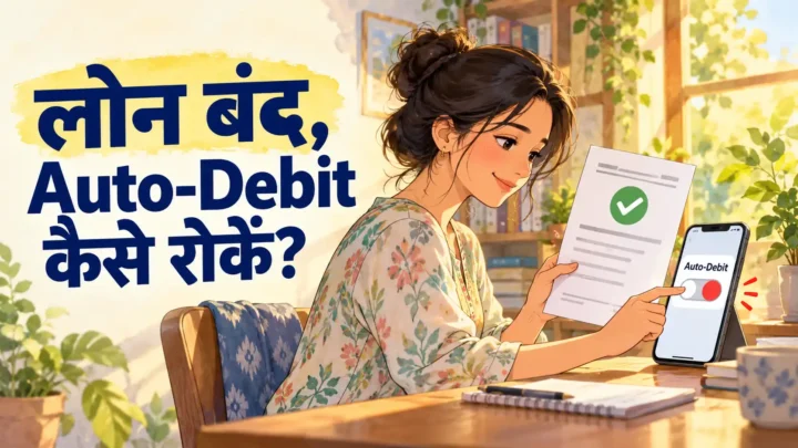 लोन बंद होने के बाद मोबाइल से Auto-Debit बंद करती महिला